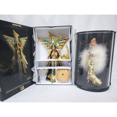 Lot of 2 Limited Edition Bob Mackie Barbie Dolls. One is Gold Barbie In Original Display Case 