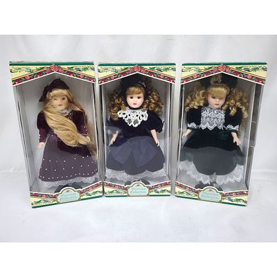 3 Victorian Collection Genuine Porcelain Dolls. Lot of 3 Victorian Collection Limited Edition 