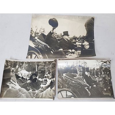 Lot of 3 Original Photographs Depicting President Woodrow Wilson, French President Raymond 