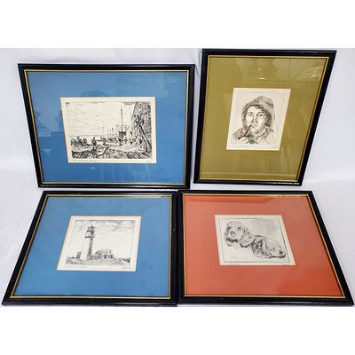 Albert Edel, American (1894-1970) 4 Etchings. Albert Edel, French/American (1894-1970) Lot of 4 