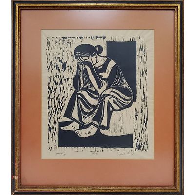 Old Signed & Numbered Woodblock Print. Old Signed &amp; Numbered Woodblock Print. In Original 