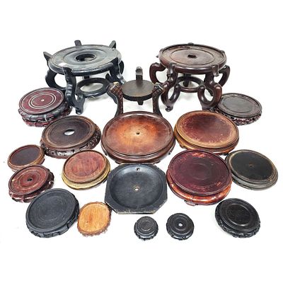 Large Quantity of Chinese Wood Bases. Condition: As Found. Dimensions: Various Sizes. 