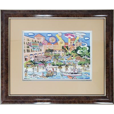 Signed 3-D Artwork "Hyatt Hotel, Aruba". Signed "F.V.D. Zee" 3-D Artwork. "Hyatt Hotel, Aruba". 