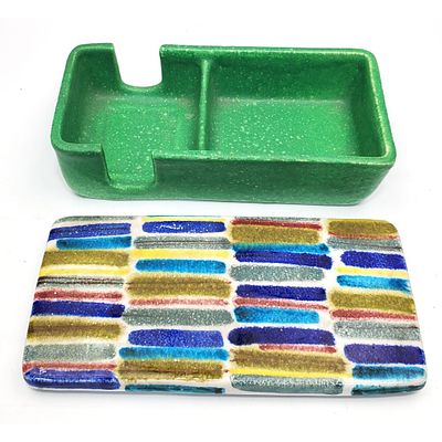 MCM Italian Raymor Pottery Cigarette Dispenser Box. MCM Italian Raymor Ceramic Cigarette 