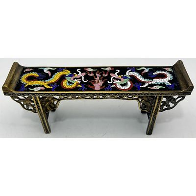 Antique Chinese Cloisonne Enameled Altar Table. Antique Chinese Cloisonne Enameled in the Shape 