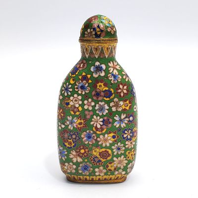 Chinese Antique Fine Cloissone Enamel Snuff Bottle. Chinese Antique Very Fine Quality Cloissone 