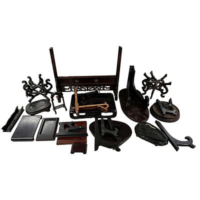 Large Variety of Chinese Wooden Items Incl. Stands. Large Variety of Chinese Wooden Items 