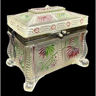 Antique Russian Enameled Glass Box. Fully Marked on The Inside. Condition: Generally Good. 