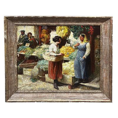 Exceptional Antique Large Painting Circa 1923. Exceptional Antique Large Painting Oil on Canvas 