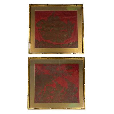 2 Antique Thai Temple Rubbing Prints. Lot of 2 Antique Thai Temple Rubbing Prints on Paper. Both 