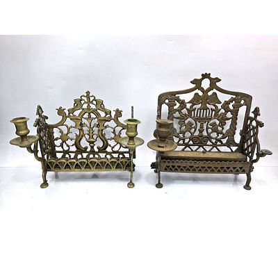 Judaica Lot of 2 Antique Brass Polish Menorahs. Judaica Lot of 2 Antique Brass Polish Hanukkah 