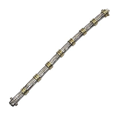 Very Fine 18K White & Yellow Gold Bracelet. Very Fine 18K White &amp; Yellow Gold Bracelet w/ 