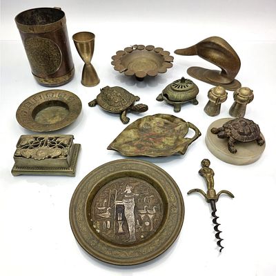 Lot of 14 Vintage & Antique Brass & Bronze Items. Lot of 14 Vintage &amp; Antique Brass &amp; 
