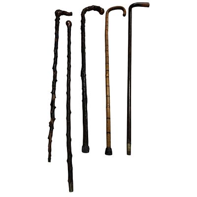 Lot of 5 Old Canes. Condition: Generally Good. Dimensions: Tallest H- 38". Provenance: From The 