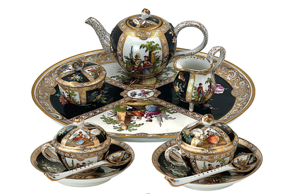 Сервиз &laquo;Тет-а-Тет&raquo;. Франция 2 половина XIX века, сохранность хорошая.
13 предметов