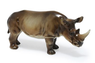 &laquo;Носорог&raquo;. Фабрика Хутченройтер. Германия. Бавария.
Начало XX века.
Фарфор, подглазурная 