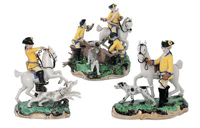 &laquo;Охота&raquo; Три скульптурные композиции. Нимфенбургский фарфоровый завод, Германия, конец XIX века 