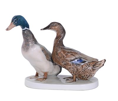 &laquo;Пара уток&raquo;. Германия, Розентальский фарфоровый завод. 1910 г.
Фарфор, роспись подглазурная. 