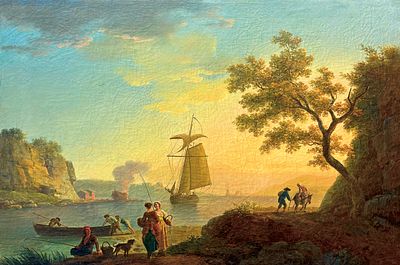 Клод Жозеф Верне «Прибрежный пейзаж с рыбаками», х.м., 65 х 97,5 см, 1780 г. Клод Жозеф Верне 