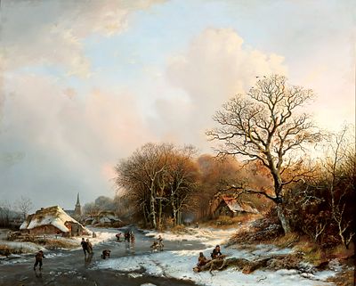 Баренд Корнелис Куккук «Зимний пейзаж», д.м., 49 х 60,5 см. Баренд Корнелис Куккук (1803-1862) 