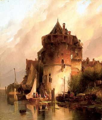 Саломон Леонардус Вервеeр «Вид Гааги», д.м., 40,3 х 34,5 см. Саломон Леонардус Вервеeр 