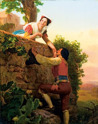 Фридрих Август Бутервек «Тайное свидание», д.м., 41 х 32 см. Фридрих Август Бутервек (1806-1867) 