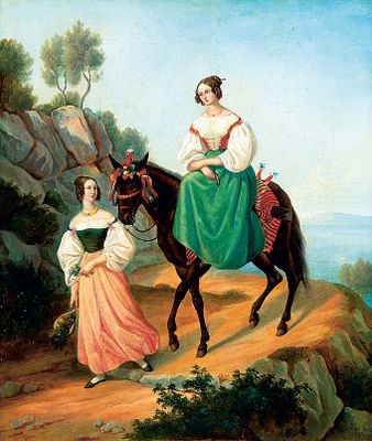 Фердинанд Флор «По дороге на городской праздник», х.м., 44,5 х 37,5 см. Фердинанд Флор (1793 – 