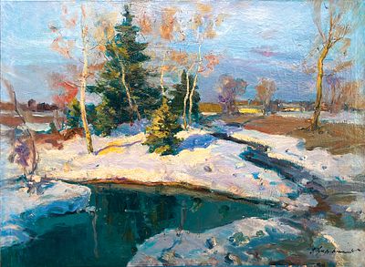 Георгий Александрович Лапшин «Ранняя весна», 1945 г., х.м., 74 х 100 см. Георгий Александрович 