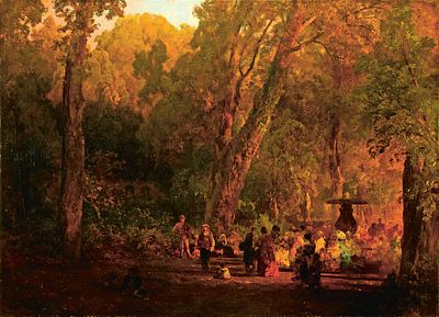 Освальд Ахенбах «Праздник в итальянском парке»,х.м., 66,5 х 92,8 см. Освальд Ахенбах (1827-1905) 