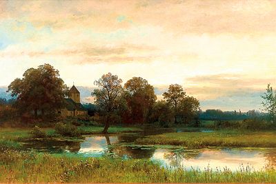 Генрих Дайтерс «Сумерки, пейзаж с рекой», х.м., 66,5 х 100 см. Генрих Дайтерс (1840 – 1916) 