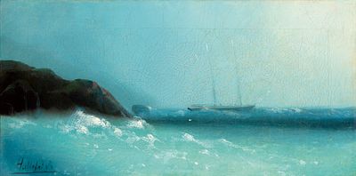 Николай Федорович Морозов «У Крымских берегов», х.м., 27 х 52,5 см. Николай Федорович Морозов 