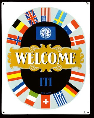 WELCOME | EMAILSCHILD. WELCOME | Zustand: (1+) | Emailschild, gewölbt, schabloniert und 