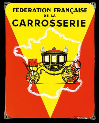 CARROSSERIE FF | EMAILSCHILD. CARROSSERIE FF | Zustand: (1) | Emailschild, abgekantet 