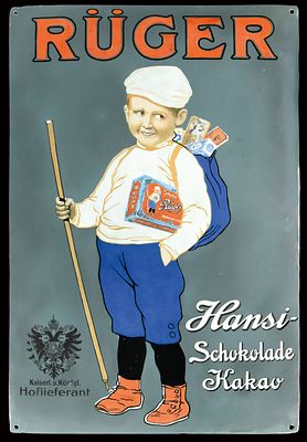 RÜGER - HANSI SCHOKOLADE KAKAO | EMAILSCHILD. RÜGER - HANSI SCHOKOLADE KAKAO | Zustand: (R) | 