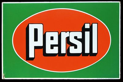 PERSIL | EMAILSCHILD. PERSIL | Zustand: (1) | Emailschild als beidseitig schablonierter Ausleger 