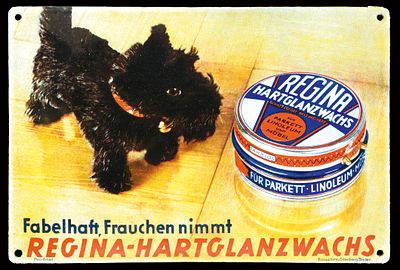 REGINA HARTGLANZWACHS | EMAILSCHILD. REGINA HARTGLANZWACHS | Zustand: (1+) | Emailschild 