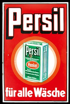 PERSIL FÜR ALLE WÄSCHE | EMAILSCHILD. PERSIL FÜR ALLE WÄSCHE | Zustand: (2+) | Emailschild 