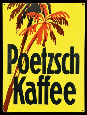 POETZSCH KAFFEE | EMAILSCHILD. POETZSCH KAFFEE | Zustand: (2) | Emailschild, abgekantet 