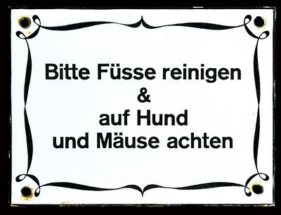 BITTE FÜSSE REINIGEN | EMAILSCHILD. BITTE FÜSSE REINIGEN | Zustand: (1+) | emailliertes 