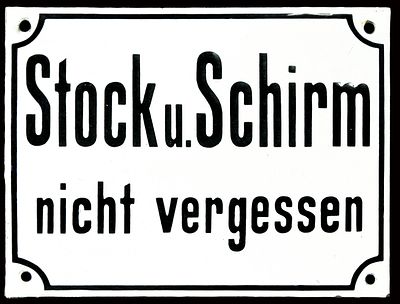 STOCK & SCHIRM | EMAILSCHILD. STOCK & SCHIRM | Zustand: (1) | emailliertes Hinweisschild 