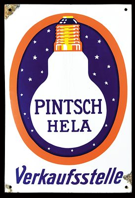PINTSCH HELA | EMAILSCHILD. PINTSCH HELA | Condition: (2) | Enamel sign, convex, stenciled and 