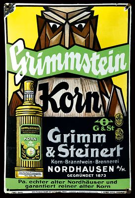 GRIMMSTEIN KORN | EMAILSCHILD. GRIMMSTEIN KORN | Condition: (2+) | Enamel sign, convex 