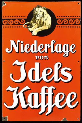 IDELS KAFFEE | EMAILSCHILD. IDELS KAFFEE | Condition: (2+) | Enamel sign, thickly stenciled 