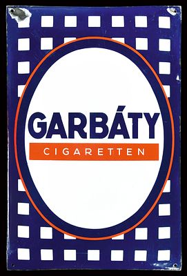 GARBÁTY CIGARETTEN | EMAILSCHILD. GARBÁTY CIGARETTEN | Condition: (2-) | Enamel sign, convex 