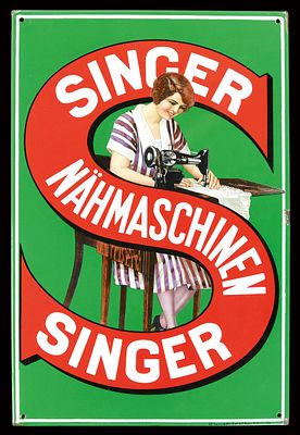 SINGER | EMAILSCHILD. SINGER | Condition: (1) | Enamel sign, stenciled and lithographed, GER 