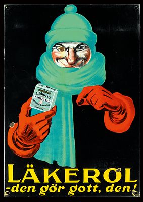 LÄKEROL | EMAILSCHILD. LÄKEROL | Condition: (3) | Enamel sign, stenciled and lithographed 