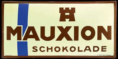 MAUXION SCHOKOLADE | EMAILSCHILD. MAUXION SCHOKOLADE | Condition: (1+) | Enamel sign, convex 