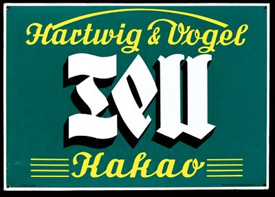 TELL KAKAO | EMAILSCHILD. TELL KAKAO | Condition: (1+) | Enamel sign, stenciled, GER around 1930 