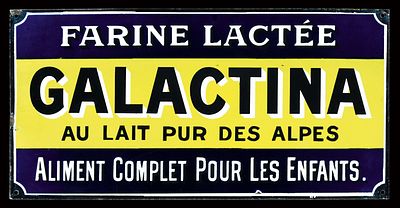 GALACTINA | EMAILSCHILD. GALACTINA | Condition: (1) | Enamel sign, stenciled, CH around 1900, 50 