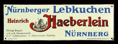 NÜRNBERGER LEBKUCHEN | EMAILSCHILD. NÜRNBERGER LEBKUCHEN | Condition: (1+) | Enamel sign, convex 